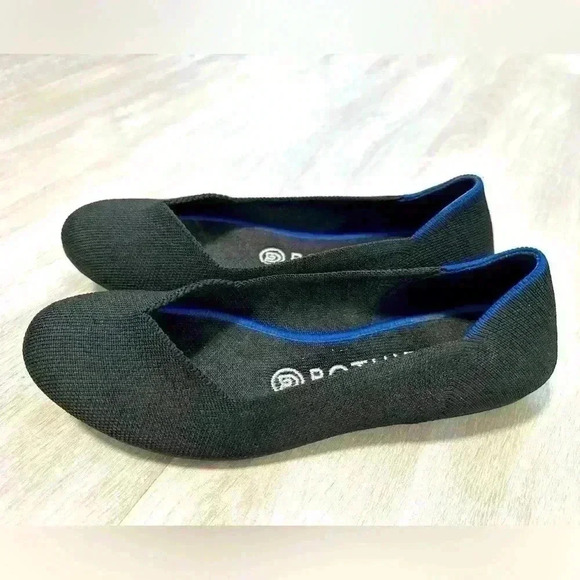 Rothy's The Flat Black Solid Knit Fabric Ballet Flats Women’s US 6.5 - Picture 1 of 9